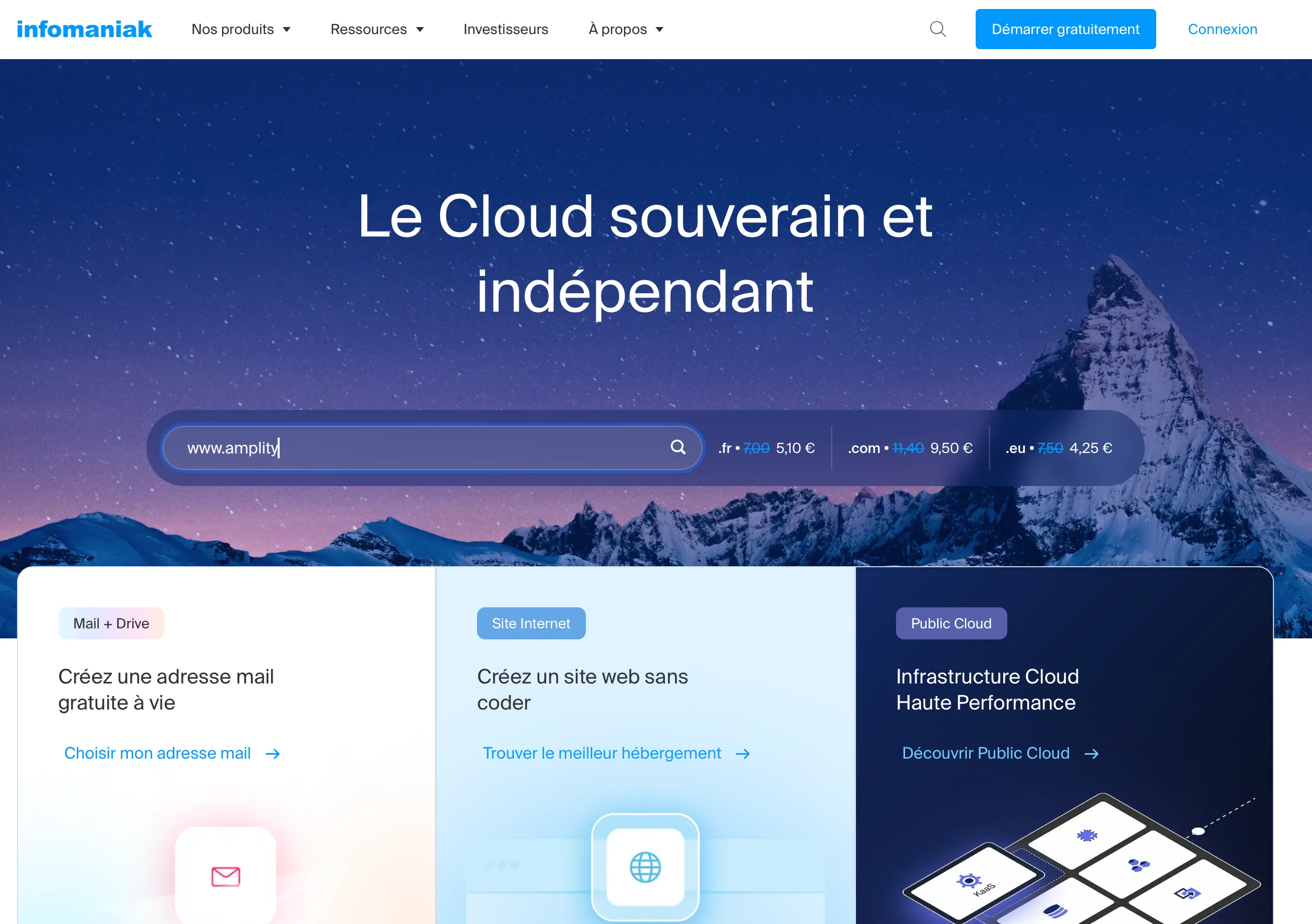 Recherche du nom de domaine amplity sur Infomaniak