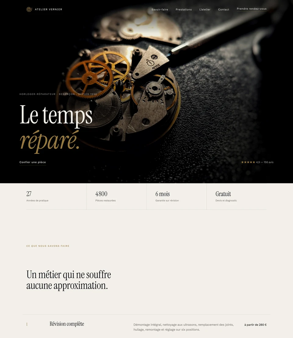 Site Atelier Vernier — version ordinateur
