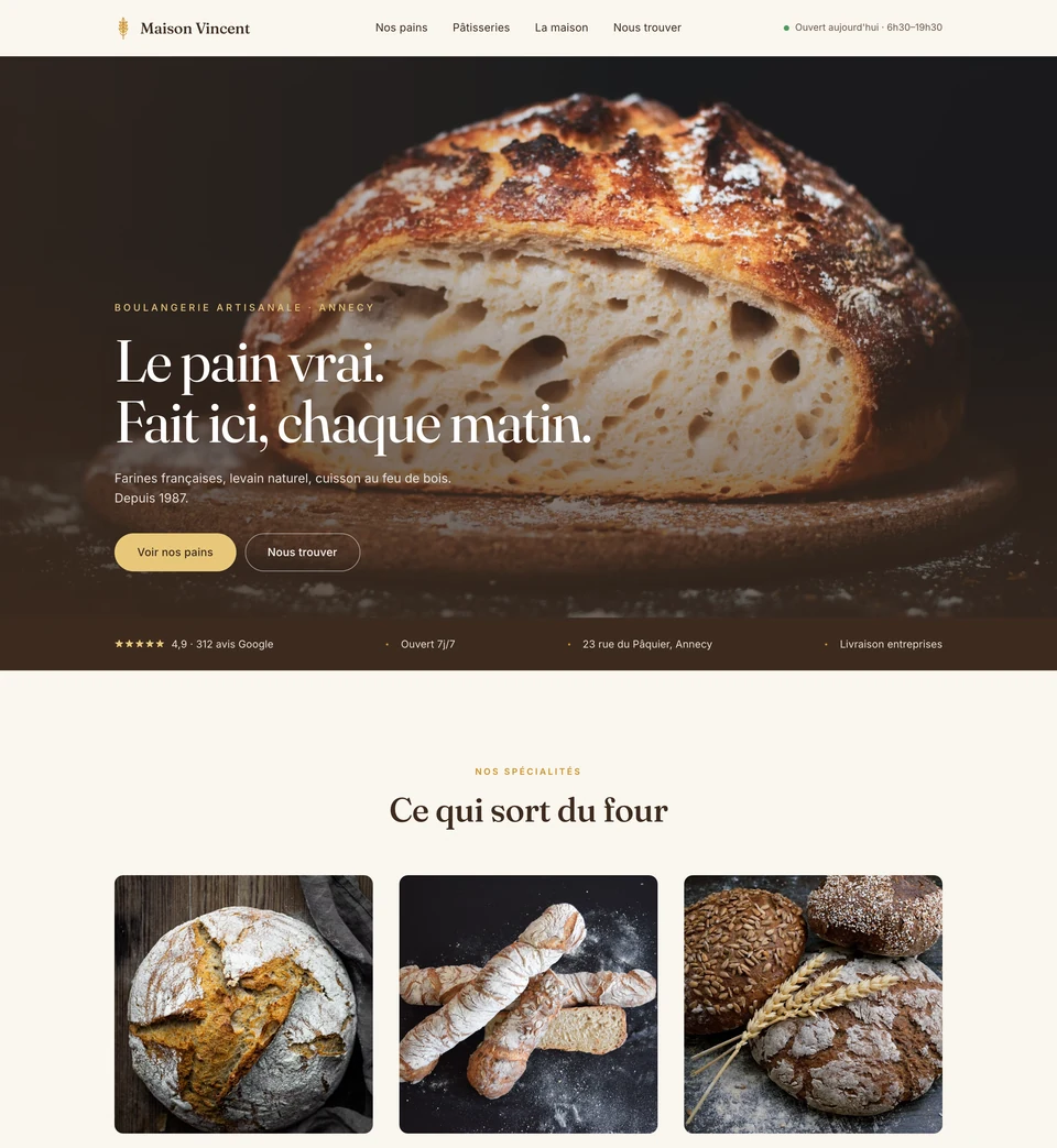 Site Boulangerie — version ordinateur