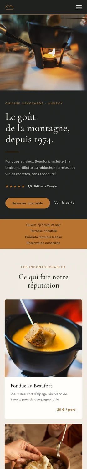 Site Chalet des Aravis — version mobile