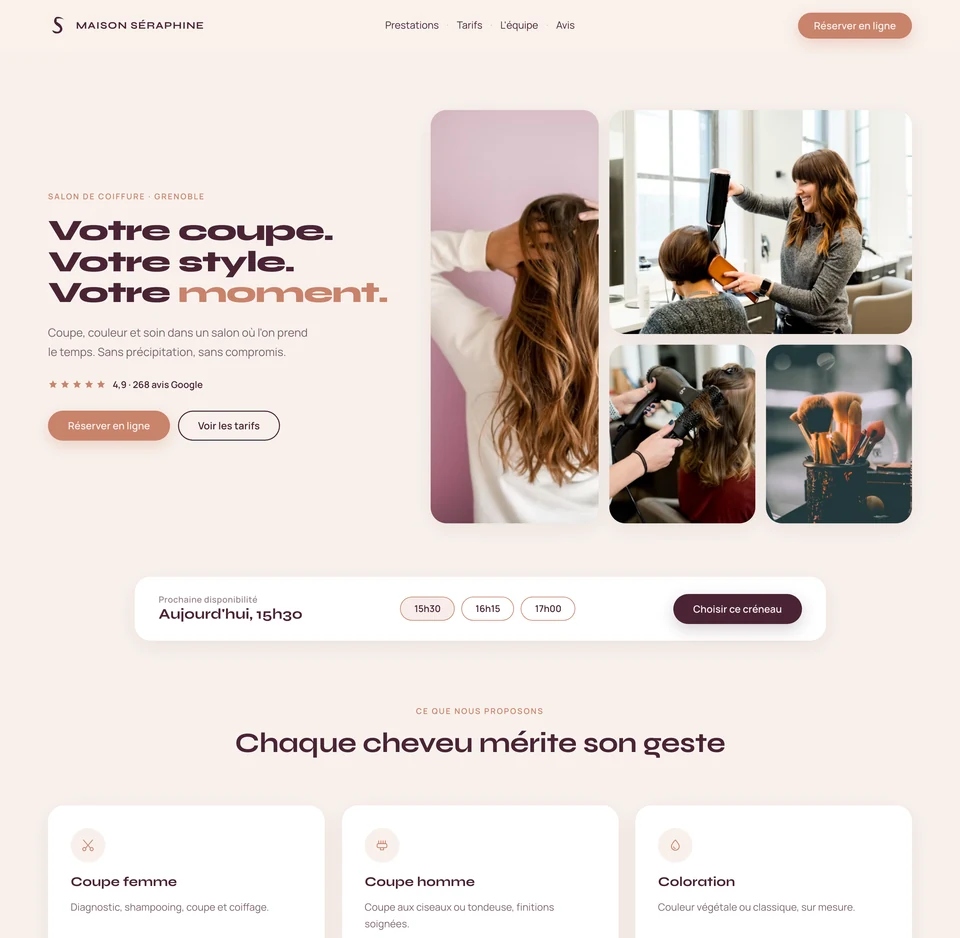 Site Maison Séraphine — version ordinateur