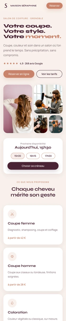 Site Maison Séraphine — version mobile