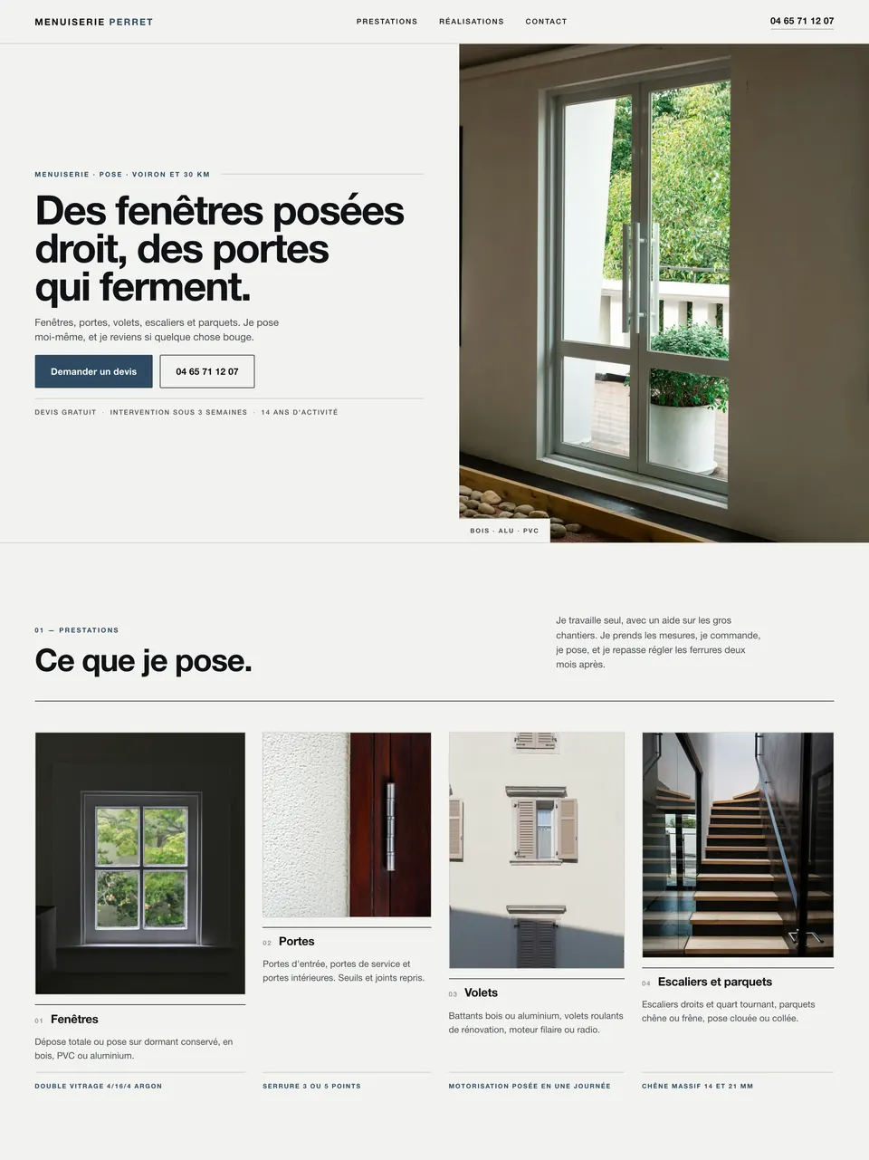 Site Menuiserie Perret — version ordinateur