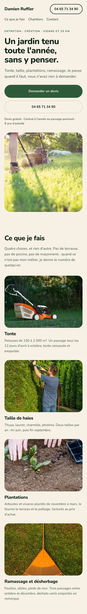 Site Damien Ruffier — version mobile
