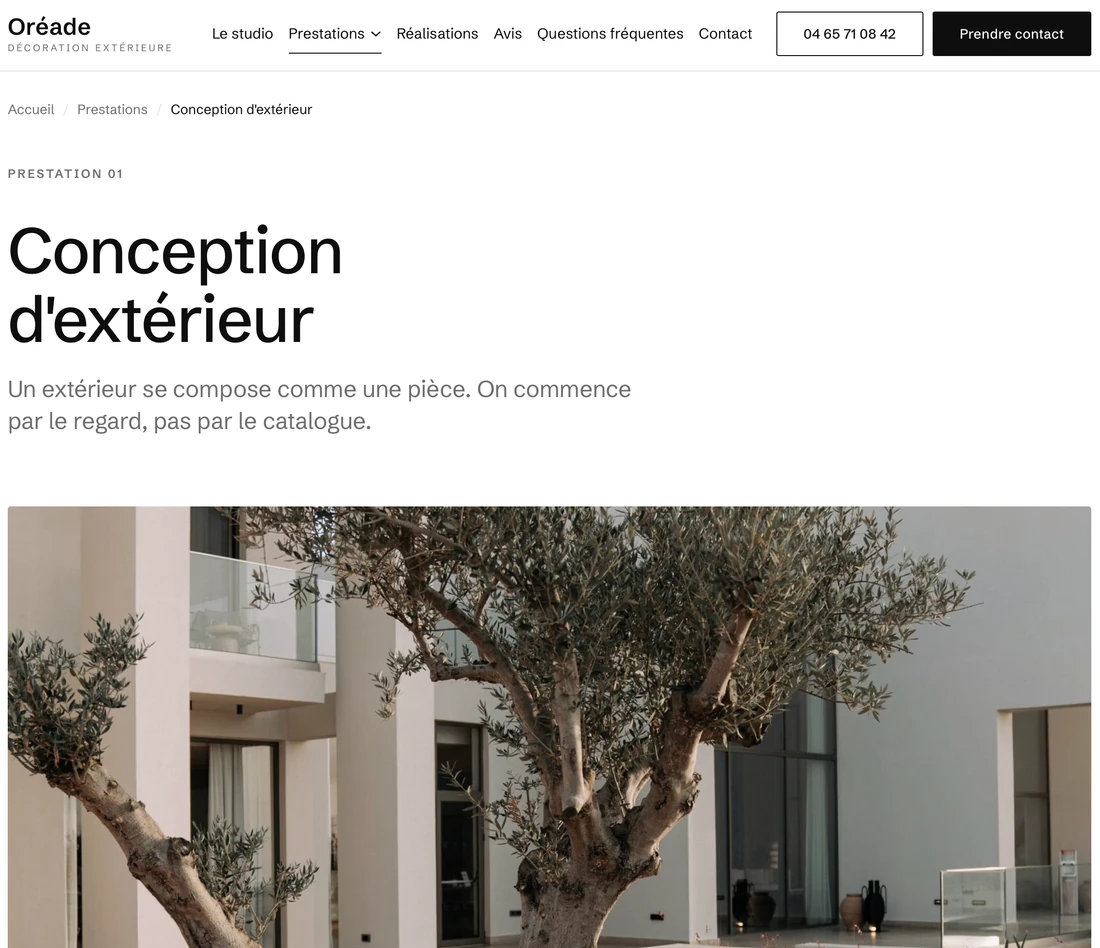 Page du site : Conception d'extérieur